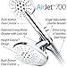 AirJet-700 3-in-1 High Pressure Luxury Rainfall Shower Combo with High-Velocity Flow Accelerator(TM) Hydro-Engine for More Power with Less Water! Height-Extend Design / Dual Push-Button Flow Control
