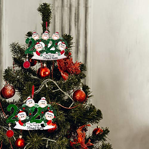 WISREMT Personalized 1-7 Family Members Name Christmas Ornament Kit, 2020 DIY Customized Christmas Tree Hanging Decorating Kit Funny Creative Gift for Friends
