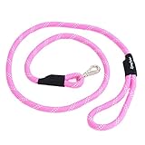 ZippyPaws - Climbers Dog Leash - Tough Climbing Rope Dog Leash - 2/3 Inch Thick - Pink, 6-Feet