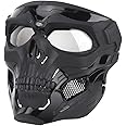 AOUTACC Airsoft Mask Skeleton Skull Mask with Goggles Full Face Protective Paintball Mask Adjustable Tactical Mask for Halloween Paintball Game Movie Props Party Cosplay Outdoor Activities(Black)