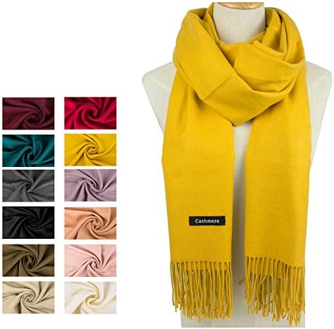 Choomon Women Cashmere Scarf Windproof Wishable With A Gift Box (Dark Yellow)