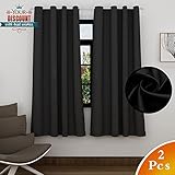 lefeng Blackout Curtains Thermal Insulated Curtain Panels Grommet 2 Panels, Room Darkening Energy Efficient Window Drapes for Living Room, Bedroom, Nursery (W52 X L63 per Panel, Black)