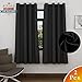 LEFENG Blackout Curtains Room Darkening Solid Thermal Insulated Grommet Black Out Window Curtain for Living Room/Bedroom 3 year warranty (2 Panels, W52 X L63 Inches, Black)
