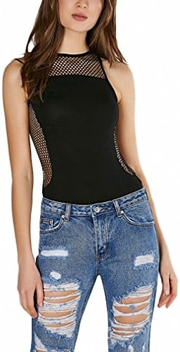 NEW Solid Black Tops Sexy Hollow Out Sleeveless Chic Tops Tee Women Backless Sheer O Neck Female T-shirts