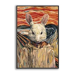 Framed Canvas Home Artwork Decoration Humor Animal Funny Mouse Canvas Wall Art for Living Room, Bedroom - 16x24 inches