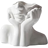 Romehaha Ceramic Face Vase - Cute Half-Body Female Head Planter for Flowers, Modern Farmhouse Decor - Perfect for Desk, Table