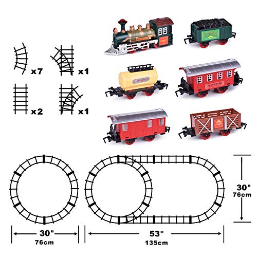 FUN LITTLE TOYS Train Set Classic Electric Train Toy Included 6 Cars