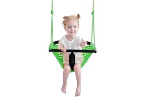 nets Tribe 2 -in- 1 Toddler Swing. Swing Seat for Kids with Adjustable Ropes, for Kids Heavy Duty Rope Play Secure Children Swings Set, for Outdoor Indoor, Backyard. Upgrade Product (Green)