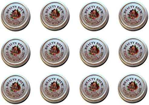 Beauty Brew Rose Tattoo Aftercare Balm Tins, Fast Healing, Anti-Itch Formula, Tattoos, Permanent Make-Up And Microblading, , 1 oz., Pack of 24