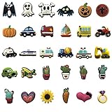 Efivs Arts 30pcs Different Shape Shoes Charms Fits for Croc Shoes & Jibbitz Wristband Bracelet Halloween Party Gifts