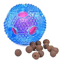 FULNEW IQ Treat Ball Interactive Dog Food Dispenser Durable Dog Chew Toy Ball for Dog Playing, Chewing, Tooth Cleaning (Blue)
