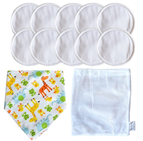 Roo Threads Reusable and Washable Bamboo Nursing Breast Pads, 10 pack