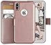 Compatible with iPhone X Wallet Case -Slim & Lightweight Flip Case with Credit Card Holder - Wallet Case For Women & Men - Faux Leather i phone Xs Purse Cases with Magnetic Closure – Rose Gold