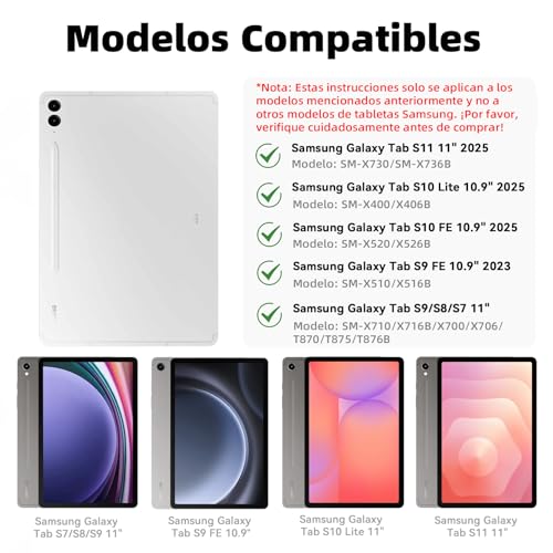 Bettdow Teclado para Samsung Galaxy Tab S10 Lite/Tab S10 FE/Tab S9 FE 10.9" y Tab S9 11", Español Ñ Diseño Magnético Flotante con Trackpad, Teclado Retroiluminado, Negro
