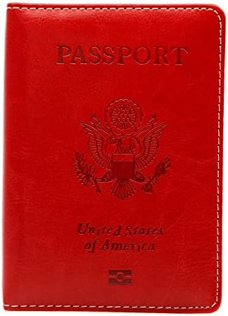 Passport Travel Leather Organizer holder Protector Cover Wallet Passport Holder Travel Wallet Cover (Red)