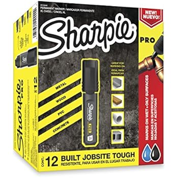 Sharpie Pro Permanent Marker, Medium, Chisel Tip, Black, 12-Count Marker (2018326)