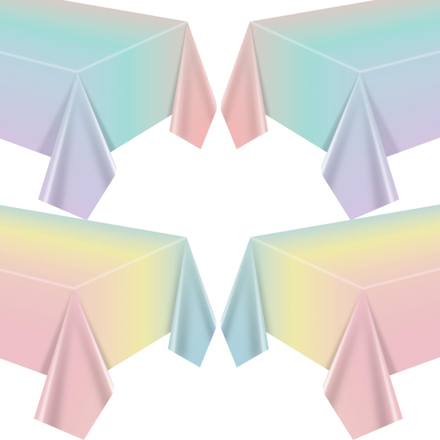 APUXXJUPA 4 Pcs Pastel Rainbow Party Tablecloths, Colorful Waterproof Oilproof Birthday Table Cover for Girl Birthday Decorations Easter Wedding Rainbow Party Supplies, 130 x 220 cm