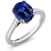 2-5 Cttw Gemstone Birthstone and Black Diamond Solitaire Ring for Women | 925 Sterling Silver | Oval 11X9MM and 1.5MM Accent Stone | Fine Jewelry for Engagement Wedding Anniversary Promise