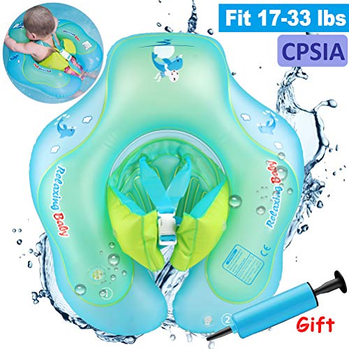 Baby Swimming Training Pool Float with Double Airbags Adjustable Strap,Inflatable Swim Float Ring for 6-30 Months Baby Infant Toddlers Learn to Swim Trainer Aid Outdoor Swim Pool Bathtub Accessories