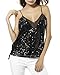 Tribear Women's Sexy Sequins Glossy Spaghetti Strap V Neck Camis Tops