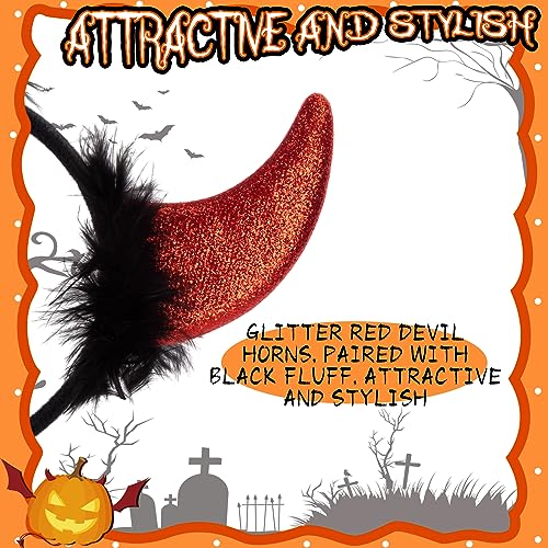 FUTUREPLUSX 2PCS Devil Horns Headbands, Halloween Devil Horns Sparkly Glitter Devil Ears Hair Hoop Halloween Party Cosplay Costume Devil Accessories