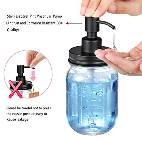 Mason Jar Bathroom Accessories Lids Set(4pcs) - Jars Not Included - Soap Dispenser,Toothbrush Holder,and Apothecary Storage Jars Lids for Regular Mouth Mason Jars - Rustproof Stainless Steel,Black