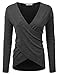 JJ Perfection Women's Deep V-Neck Surplice Long Sleeve Pullover Sweater