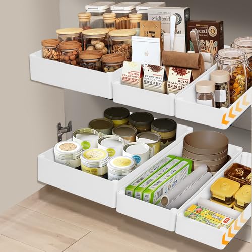 VINATO Set of 3 Removable Kitchen Drawers, Removable Drawers for Cabinets, Removable Cupboard Tray, Removable Kitchen Organizer for Storage, Mounting with Adhesive Tape or Screws