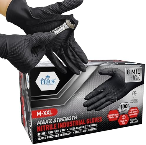 Hardy 7 mil Nitrile Powder Free Gloves 50 Pc (Large) - 2 BOXES