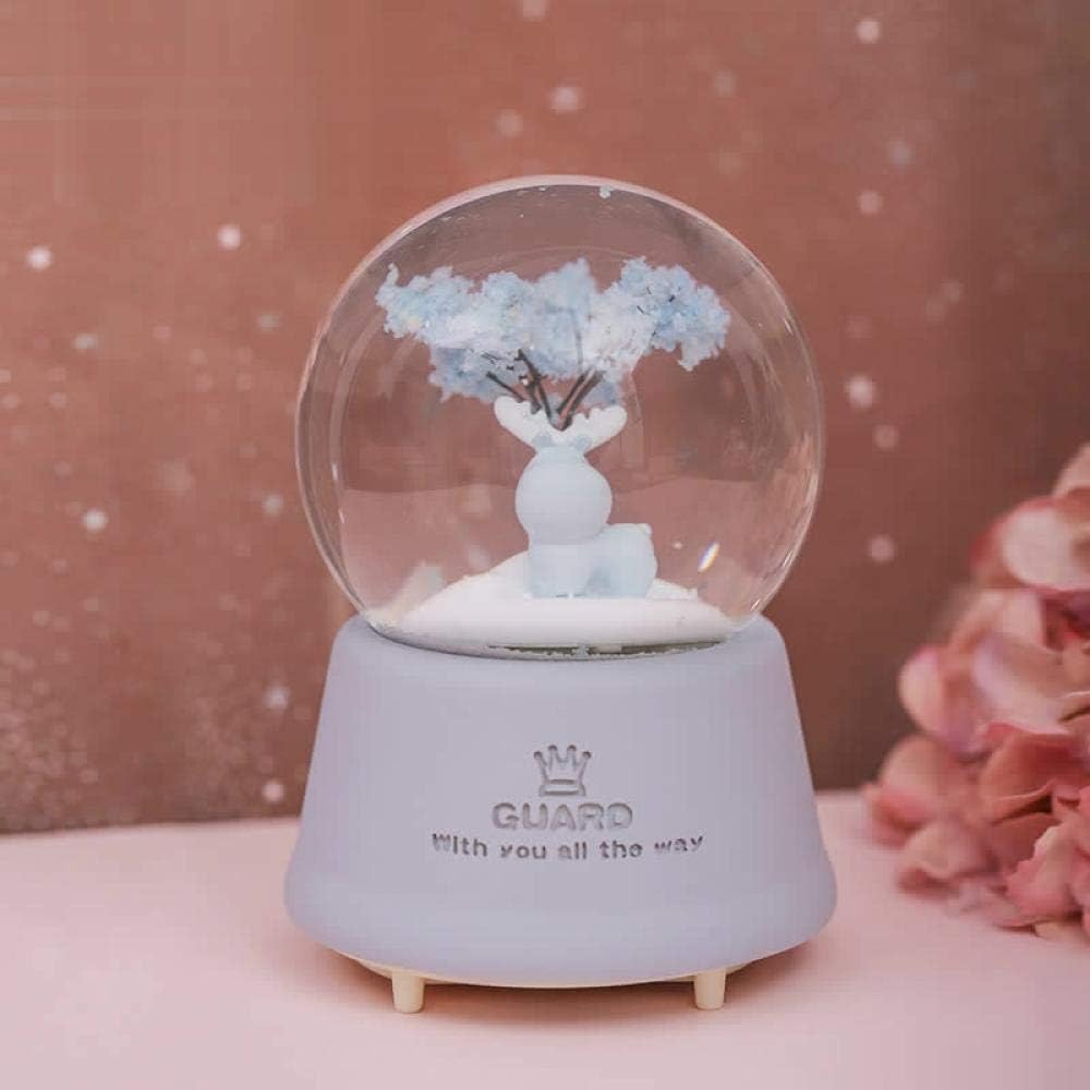 Alvar Snow Globe Music Box Lighted Snow,Perfect for Christmas Birthday Valentine'S Day(Battery Blue 10 * 15.5cm)