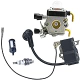 Savior FS85 Carburetor Ignition Coil + Spark Plug for Stihl FS80 Carburetor FS75 FS85 FC85 HT70 HS75 HL75 HT75 HS80 KM85 Trimmer Zama C1Q-S97 C1Q-S186 Carb 41371200614