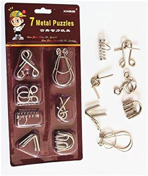 Shopaholic 7 Pcs Metal Puzzle Educational Toy Interlocking IQ Wire Brain Teaser Game for Children Adults Kids