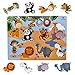 Gleeporte Wooden Chunky Puzzle Zoo Animal Pieces Learning Educational Puzzle Board with Free Standing Pieces for Toddlers & Kids (8 pcs)