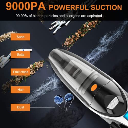 Handheld Vacuum Cleaner Cordless, Rechargeable Powerful Suction Portable Lightweight 9kpa Car