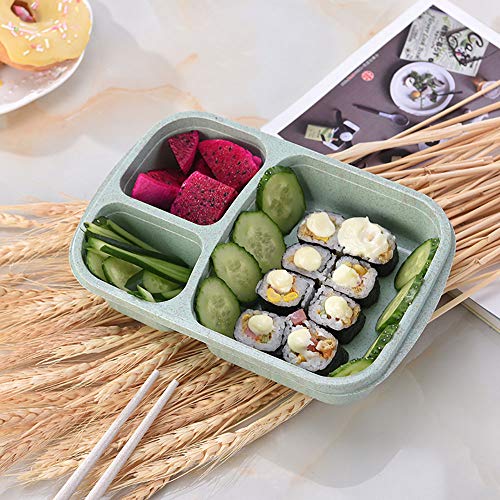 Bento Lunch Box,Food Storage Containers with Airtight Lids, 3 Compartment Plastic Divided Food Storage Container Boxes for Kids & Adults