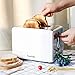 Fortune Candy White Toaster 2 Slice, Compact Retro Stainless Steel 2 Slice Toaster with 6 Toast Shade Settings, Bagel/Defrost/Reheat/Cancel Function, Extra Wide Slots, Removable Crumb Tray
