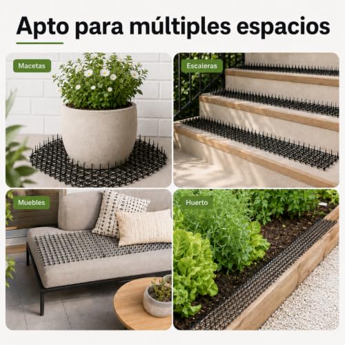 LUKANATO Tapete Repelente para Gatos 2 m x 30 cm, Alfombrilla Antigatos con Pinchos, Dispositivos Repelentes de Mascotas con 6 Clavos en U para Interiores y Exteriores