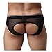 YiZYiF Men's Sexy Buttocks Hollow-Out Thong Mesh Bikini Briefs Underwear Black Large