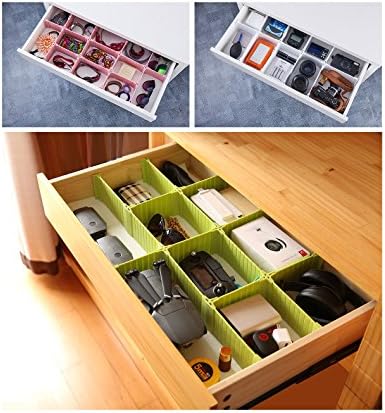 Usforest UPGRADE VISION Seamless Adjustable Size DIY Drawer Divider Fixable Closet Grid Tidy Container Home Office Hospital Industry Storage (pink)