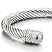 COOLSTEELANDBEYOND Adjustable Elastic Stainless Steel Twisted Cable Bangle Cuff Bracelet for Men Women