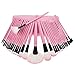 CoKate Makeup Brush Set, 32PC Eyebrow Shadow Makeup Brush Set with Pouch Bag Pink