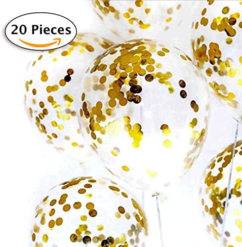 Gold Confetti Balloon Latex Balloons for Birthday Decoration, Happy New Year and Graduation Party