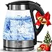 Queen Sense Electric Kettle, Fast Heating Water Boiler with 5-Temperature Setting 12-Hour Keep Warm Function, Borosilicate Glass Teakettle Tea Pot, 1200W, 1.8QT, white primary