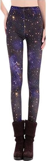 Amazon Co Jp サラローズ Sarah Rose 宇宙柄 コスモ柄 レギンス スパッツ スキニー パンツ レディース ボトムス 9分丈 ストレッチ パープル 0 服 ファッション小物