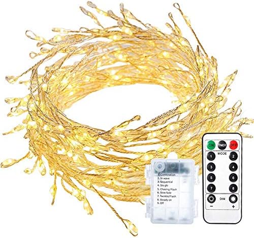 GreenClick LED String Lights, 200 LEDs Battery Powered Fairy Lights Warm White with Remote Control for Festival Christmas Wedding Holiday and Party