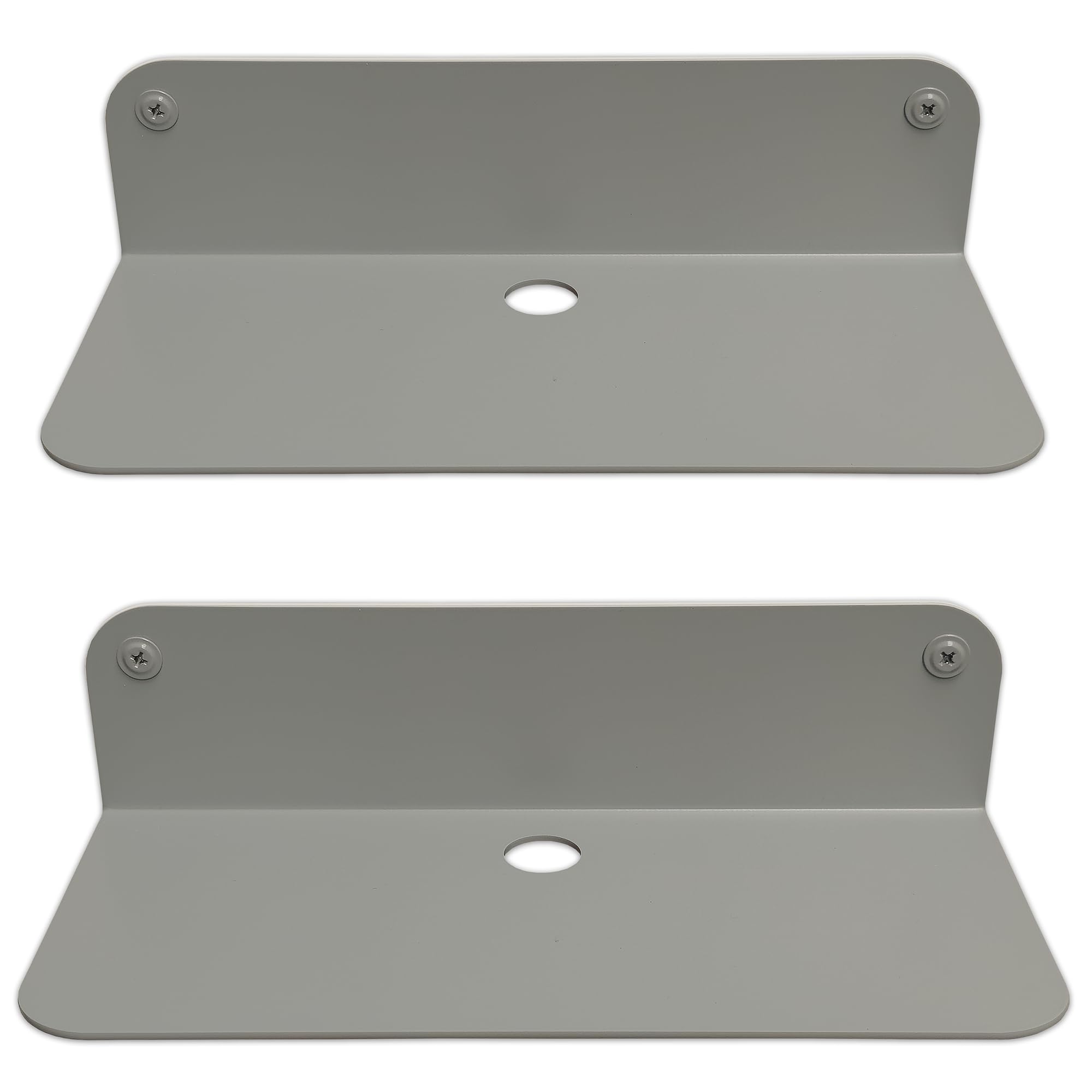 Galleksa Set of 2 Floating Metal Wall Mounted Shelves 24cm Gray