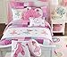 Cozy Line Home Fashions Ballerina Dance Princess Girl 100% Cotton Reversible Bedding Quilt Set, Bedspread Coverlet for All Seasons (Pink Embroidered, Twin - 2 Piece)