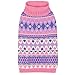 Blueberry Pet Vivid Tone Sweet Winter Bloom Designer Pullover Dog Sweater with Heart in Carnation Pink and Sheer Lilac, Back Length 12