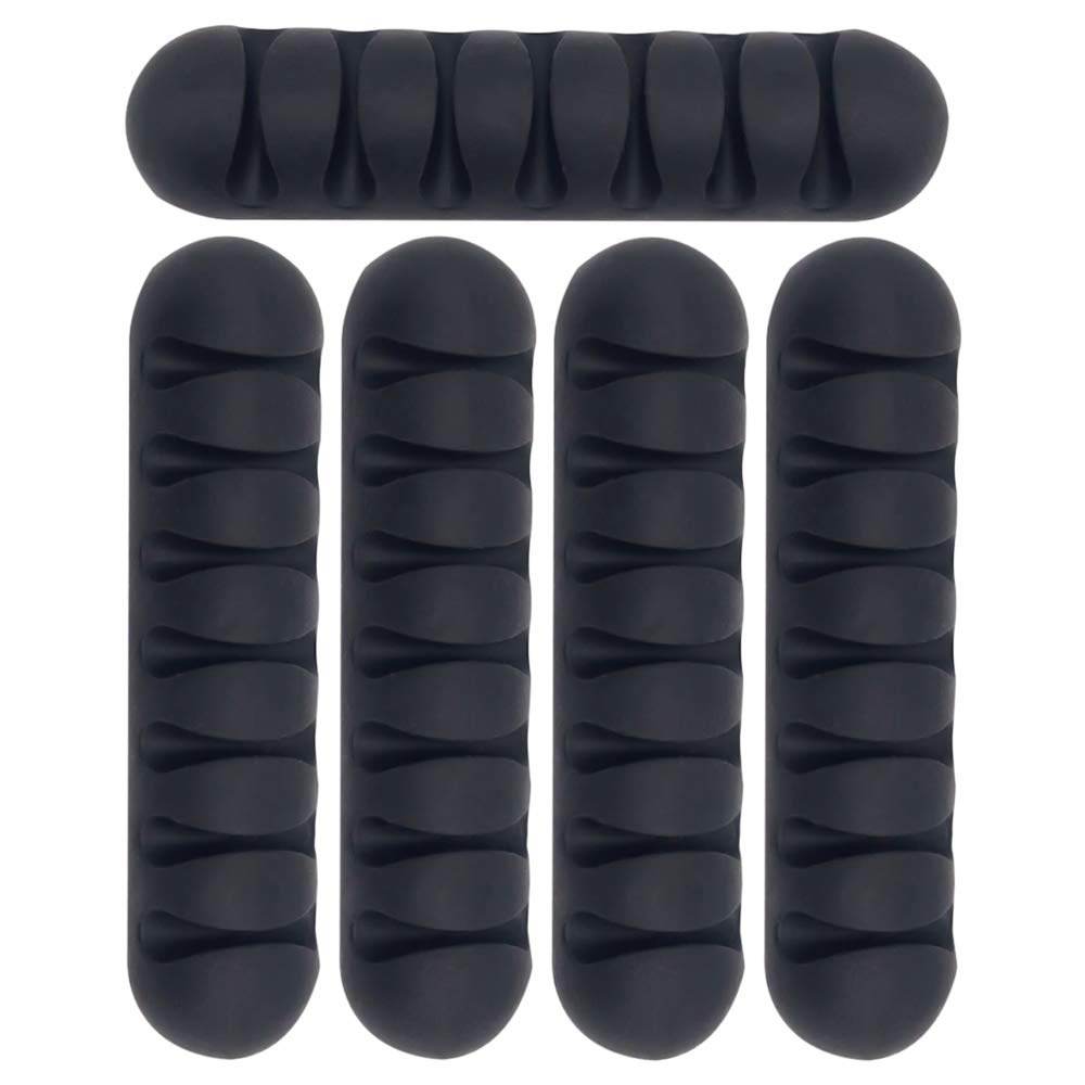YOFASEN Cable Clips - Self Adhesive Cable Clip Holders Reusable - Cable Clips Cord Management Organizer, Black, 5pcs