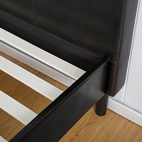 Zinus Deluxe Faux Leather Upholstered Platform Bed with Wooden Slats, Full